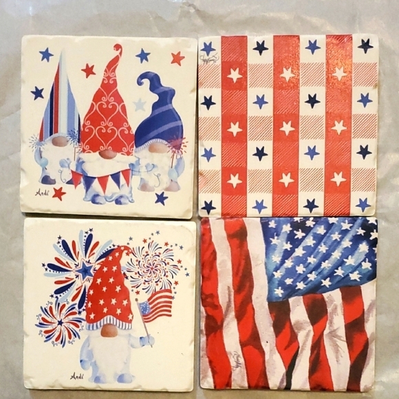 Patriotic Gnome Coasters Set - Picture 1 of 5